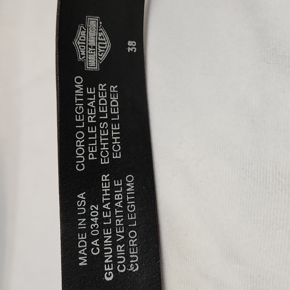 Vintage Harley-Davidson Black Leather Belt with Silver Eagle Buckle (Size 38) - Picture 5 of 7